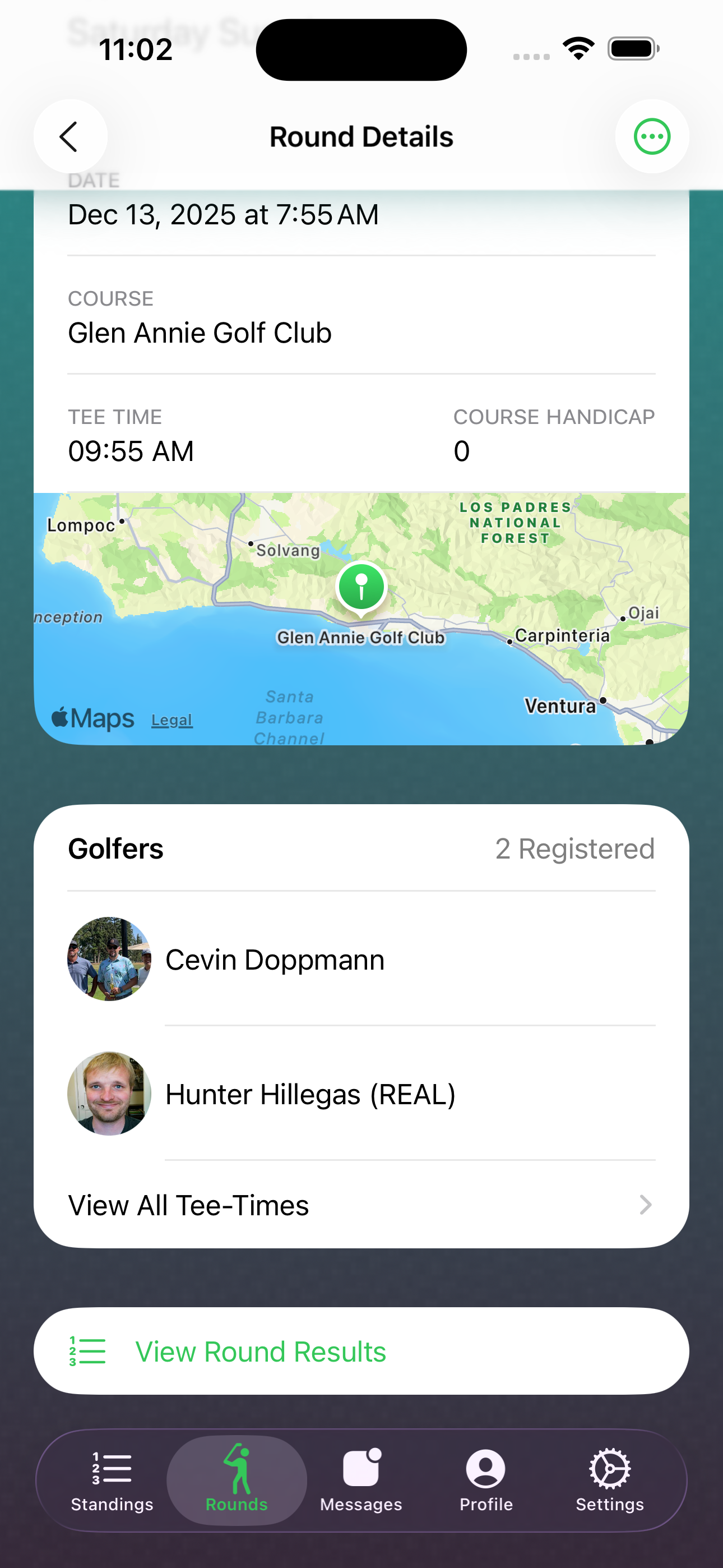 EZ Golf League round details